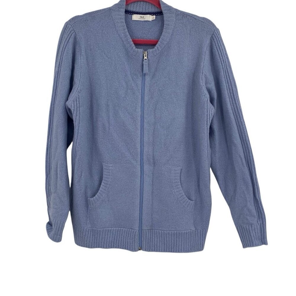 ISLE The Edinburgh Woolen Mill  Womens Size M Blue Full Zip Sweater